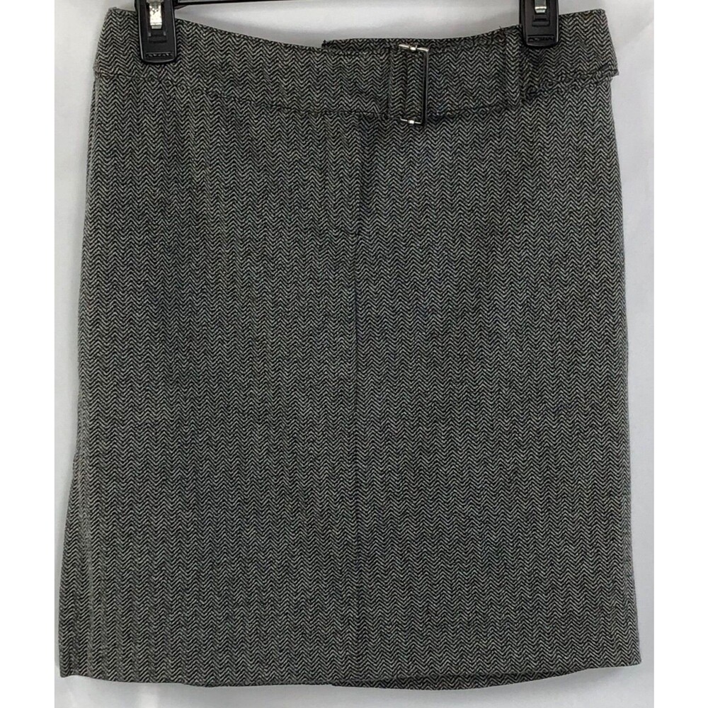 Express Straight Mini Skirt 3/4 Gray Herringbone Tweed 29"W career preppy office